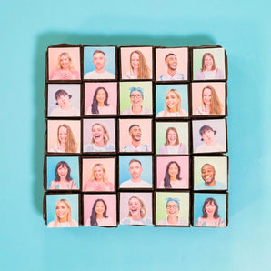Edible Image Brownies with custom photo toppers on rich chocolate ganache slab by Crumbs & Doilies